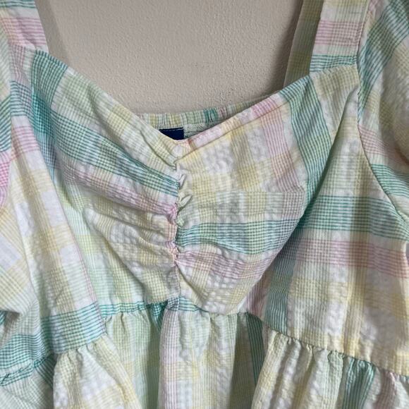 Old Navy Pastel Plaid Puff Sleeve Top Size XL - Picture 9 of 10